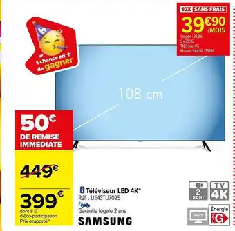 Carrefour Téléviseur led 4k samsung offre