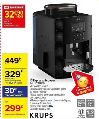 Carrefour Expresso broyeur krups offre