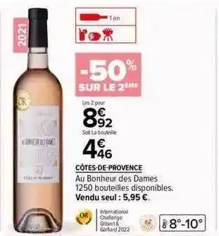 Carrefour Côtes-de-provence au bonheur des dames offre