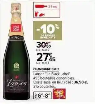 Carrefour Champagne brut lanson offre