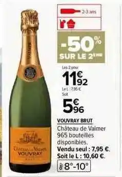 Carrefour Vouvray brut château de valmer offre