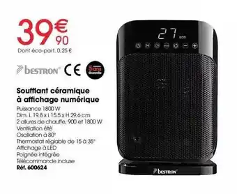 Soufflant céramique à affichage numérique bestron