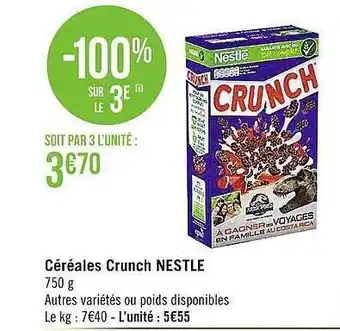 Casino Supermarchés Céréales crunch nestlé offre