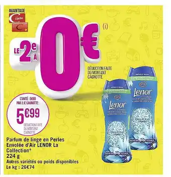 Casino Supermarchés Parfum de linge en perles envolée d'air lenor la collection offre