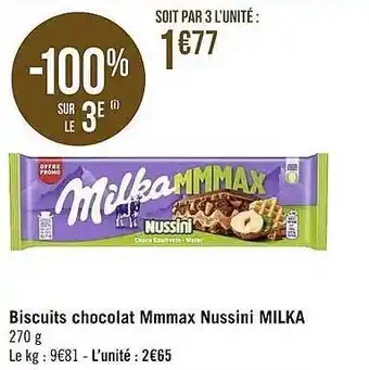 Géant Casino Biscuits chocolat mmmas nussini milka offre