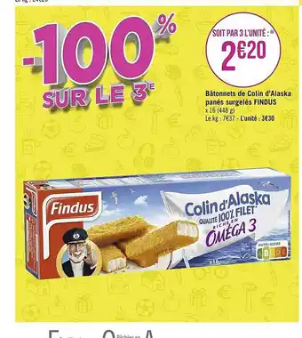 Géant Casino Bâtonnets de colin d'alaska panés surgelés findus offre