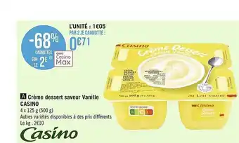 Géant Casino Crème dessert saveur vanille offre