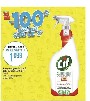 Géant Casino Spray nettoyat cuisine & salle de bain 5en1 cif offre