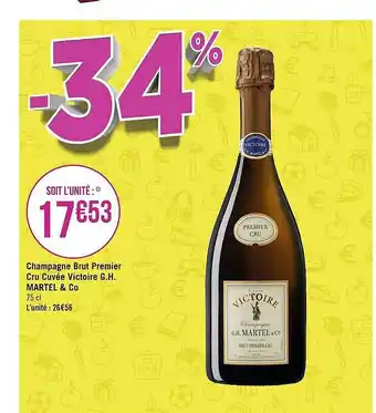 Géant Casino Champagne brut premier cru cuvée victoire gh martel & co offre