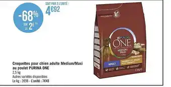 Géant Casino Croquettes pour chien adulte medium ou maxi au poulet purina one offre