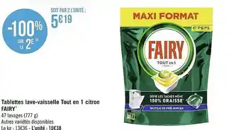 Géant Casino Tablettes lave-vaisselle tout e 1 citron fairy offre