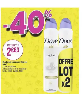 Géant Casino Déodorant atomisuer original dove offre