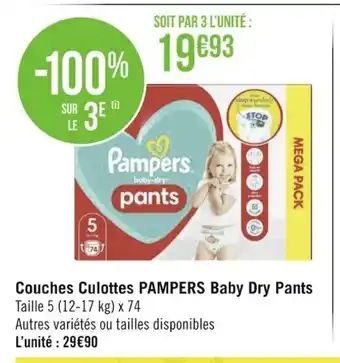 Géant Casino Couches Culottes Pampers Baby Dry Pants offre