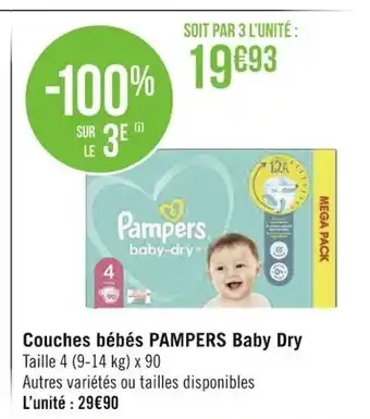 Géant Casino Couches Bébés Pampers Baby Dry offre