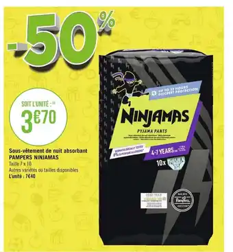 Géant Casino Sous-Vetement De Nuit Absorbant Pampers Ninjamas offre