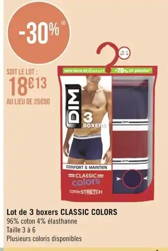 Géant Casino Lot De 3 Boxers Classic Colors offre