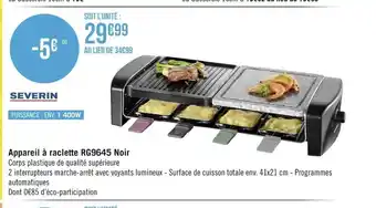 Géant Casino Appareil A Raclette RG9645 Noir offre