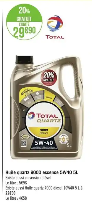 Géant Casino Huile Quartz 9000 Essence 5W40 5L offre
