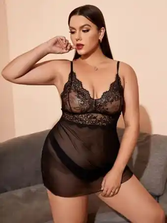 SheIn Nuisette en dentelle transparent avec tanga offre