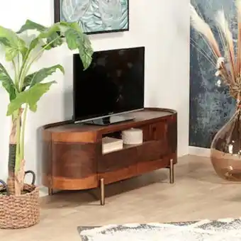 Meuble tv en bois de manguier forme incurvée feni
