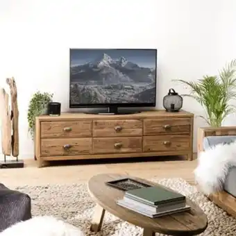 Pier Import Meuble tv avec rangement en bois de pin recyclé denver offre