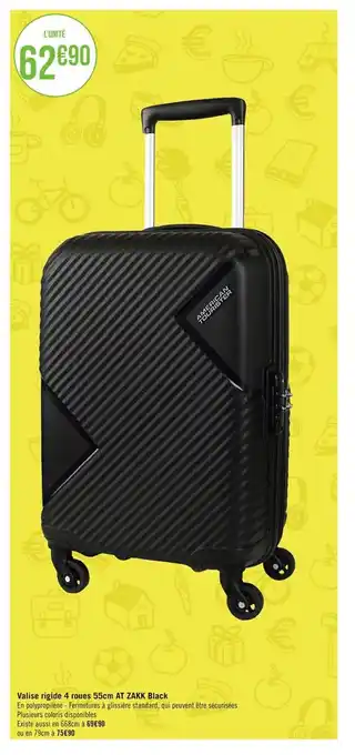 Géant Casino Valise Rigide 4 Roues 55 cm AT ZAKK Black offre