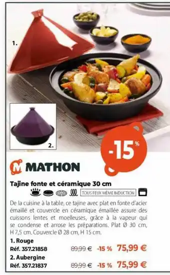 Mathon tajine fonte et céramique 30 cm