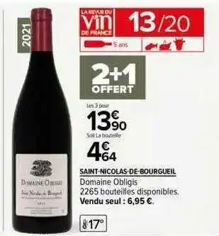 Carrefour Saint-nicolas-de-bourgueil domaine obligis offre