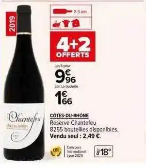 Carrefour Côtes-du-rhône réserve chantefeu offre