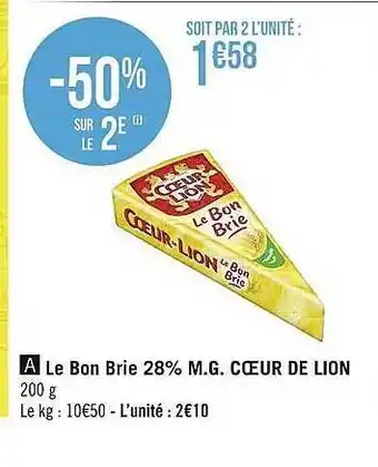 Casino Supermarchés Le bon brie cœur de lion offre