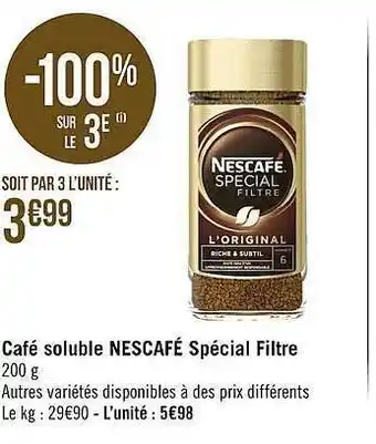 Géant Casino Café soluble nescafé spécial filtre offre