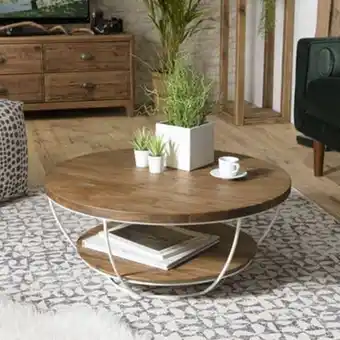 Pier Import Table basse ronde double plateau métal blanc d 80 cm swing offre