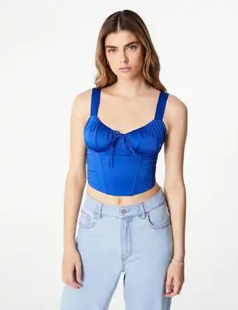 Crop top bleu satiné