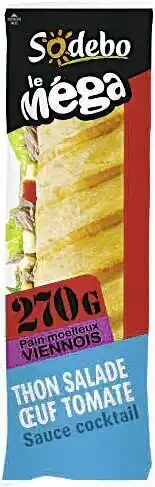 Casino Supermarchés Sandwich Le Méga Viennois thon oeuf sauce cocktail offre