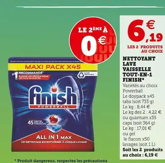 U Express Finish nettoyant lave vaisselle tout-en-1 * offre
