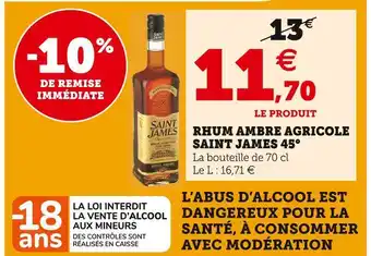 U Express Saint james rhum ambre agricole 45° offre