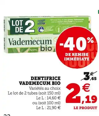Vademecum dentifrice bio
