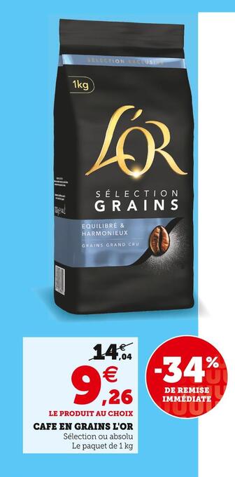U Express L'or cafe en grains offre