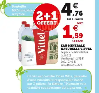 Super U Vittel eau minerale naturelle offre