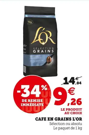 Super U L'or cafe en grains offre