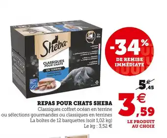 Super U Sheba repas pour chats offre