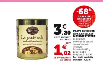 Super U Maison riviere plats cuisines aux lentilles offre