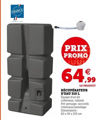 Super U Récupérateur d'eau 310 l offre