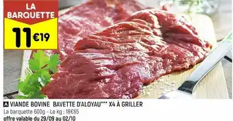 Leader Price Viande bovine bavette d'aloyau x4 à griller offre