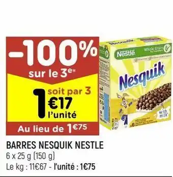 Leader Price Barres nesquik nestlé offre