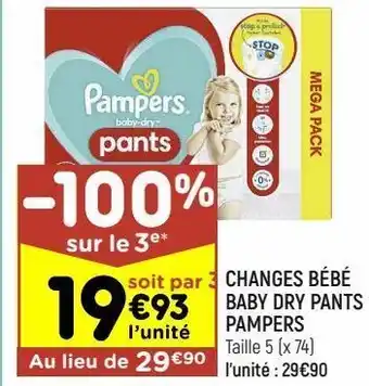 Leader Price Changes bébé baby dry pants pampers offre