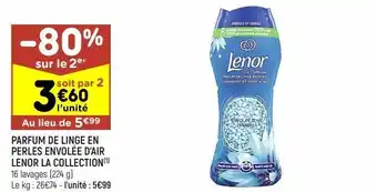 Leader Price Parfum de linge en perles envolée d'air lenor la collection offre