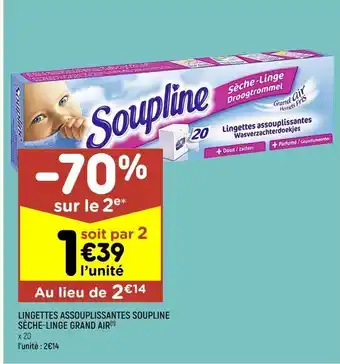 Leader Price Lingettes assouplissantes soupline sèche-linge grand air offre