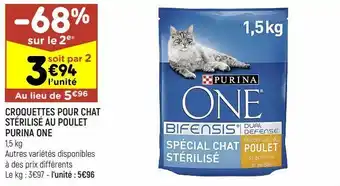 Leader Price Croquettes pour chats stérilisé au poulet purina one offre