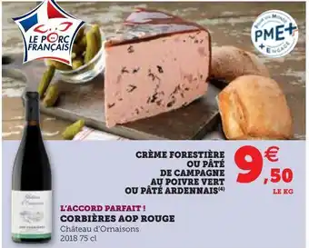 Hyper U Creme forestiere ou pate de campagne au poivre vert ou pate ardennais offre